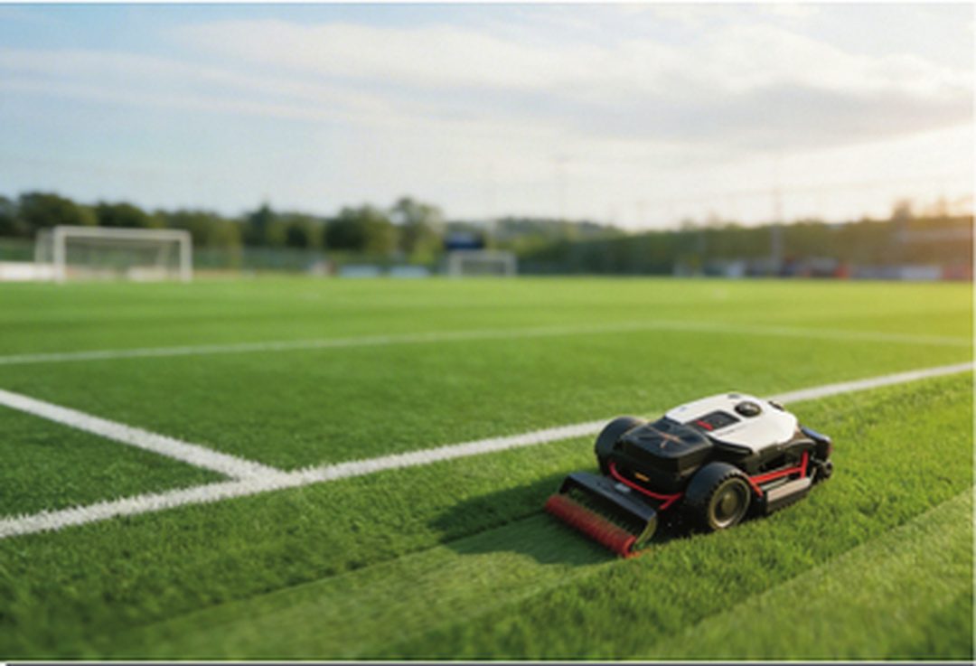 Kress KR238E avec rouleau de bandes sur un terrain de football